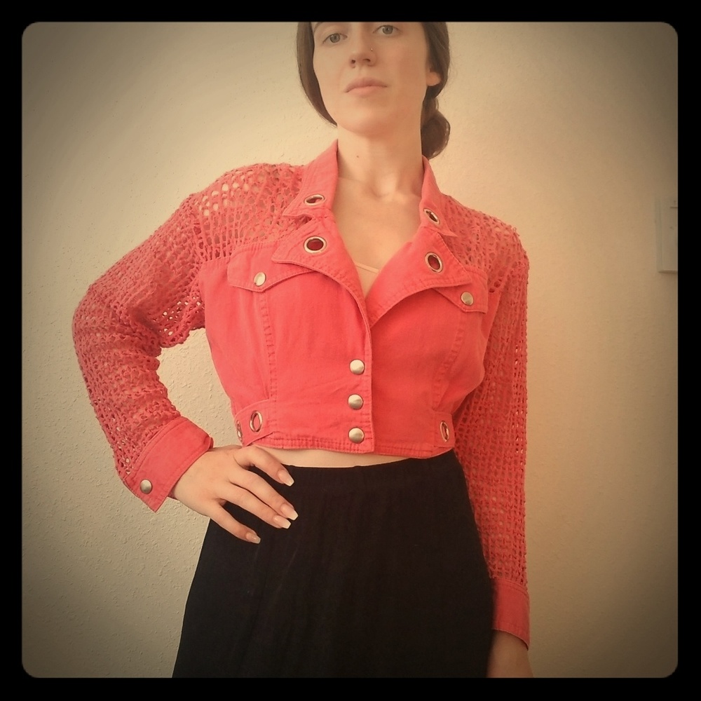 90s jean cropped top/jacket
